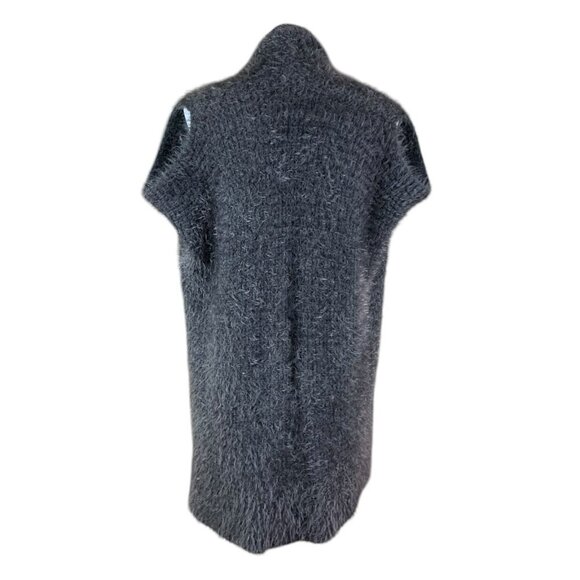Anthropologie Elefsina Gray Fuzzy Knit Sleeveless Cardigan Open Front Sweater S - Picture 4 of 7